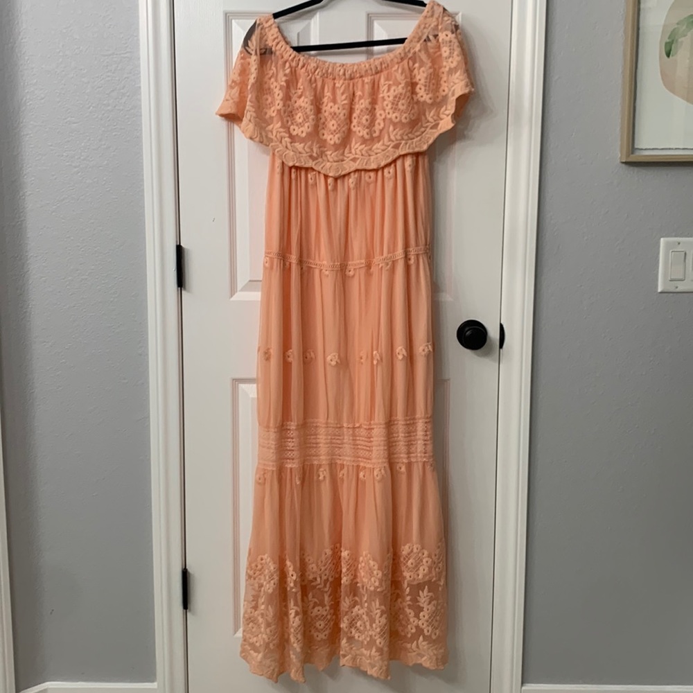 Sheer embroidered maxi dress